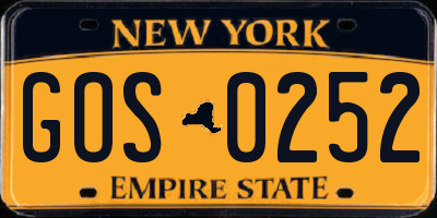 NY license plate GOS0252