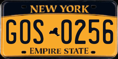 NY license plate GOS0256