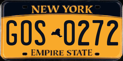 NY license plate GOS0272