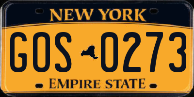 NY license plate GOS0273