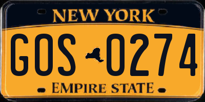 NY license plate GOS0274