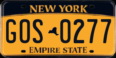 NY license plate GOS0277