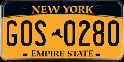 NY license plate GOS0280