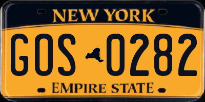NY license plate GOS0282