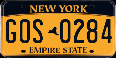 NY license plate GOS0284