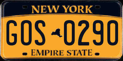 NY license plate GOS0290