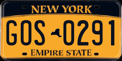 NY license plate GOS0291