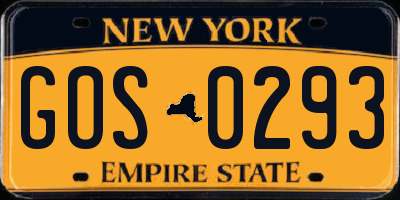 NY license plate GOS0293