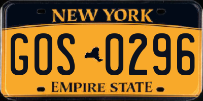 NY license plate GOS0296