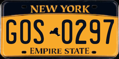 NY license plate GOS0297