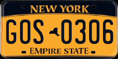 NY license plate GOS0306