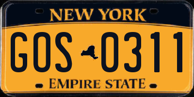 NY license plate GOS0311