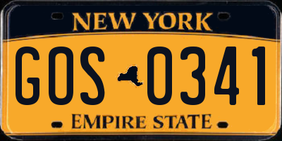 NY license plate GOS0341