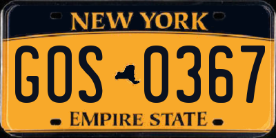 NY license plate GOS0367