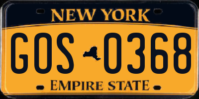 NY license plate GOS0368