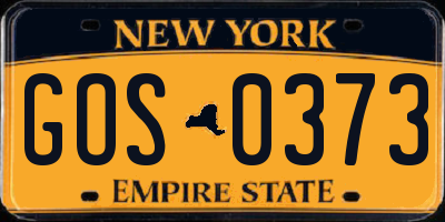 NY license plate GOS0373