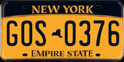 NY license plate GOS0376