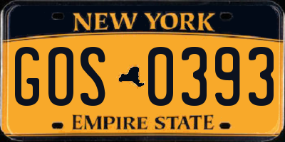 NY license plate GOS0393