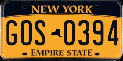 NY license plate GOS0394
