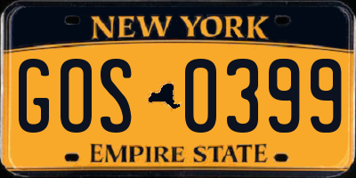NY license plate GOS0399