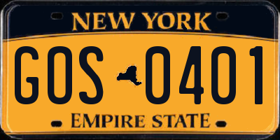 NY license plate GOS0401