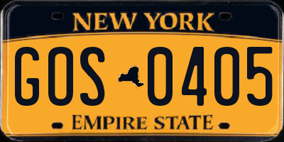 NY license plate GOS0405