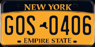 NY license plate GOS0406
