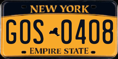 NY license plate GOS0408