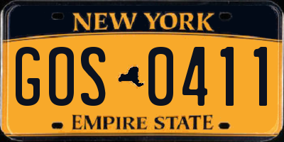 NY license plate GOS0411
