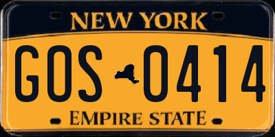 NY license plate GOS0414