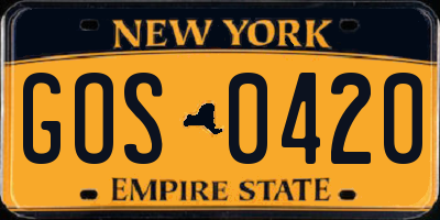 NY license plate GOS0420