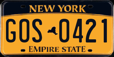 NY license plate GOS0421