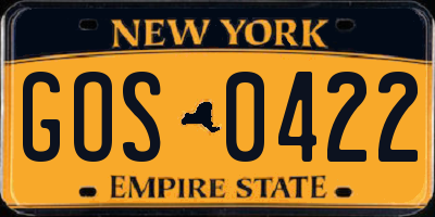 NY license plate GOS0422