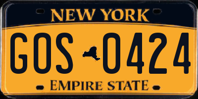 NY license plate GOS0424