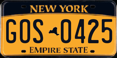 NY license plate GOS0425