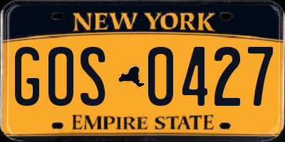 NY license plate GOS0427