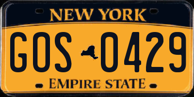 NY license plate GOS0429