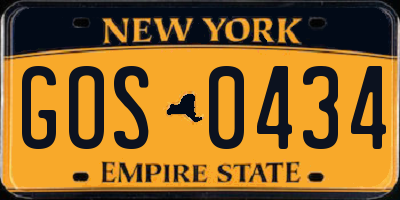 NY license plate GOS0434