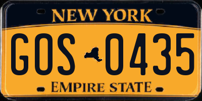 NY license plate GOS0435
