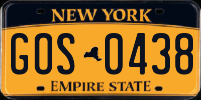 NY license plate GOS0438