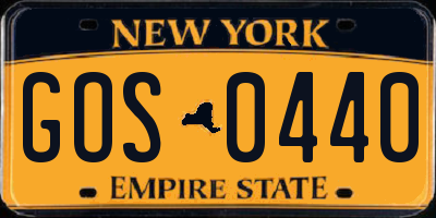 NY license plate GOS0440