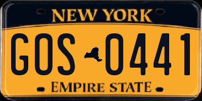 NY license plate GOS0441