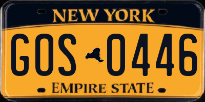 NY license plate GOS0446