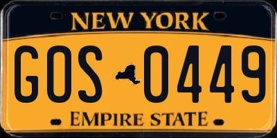 NY license plate GOS0449