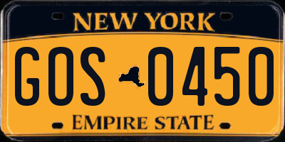 NY license plate GOS0450
