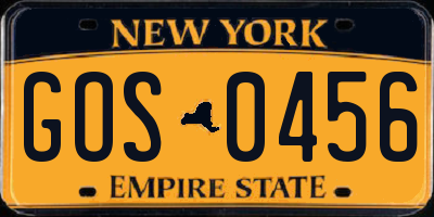 NY license plate GOS0456