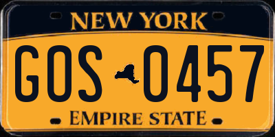 NY license plate GOS0457