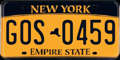 NY license plate GOS0459