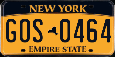 NY license plate GOS0464