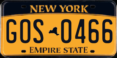 NY license plate GOS0466